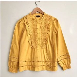Golden J. Crew Ruffle Neck Popover Blouse Size 00